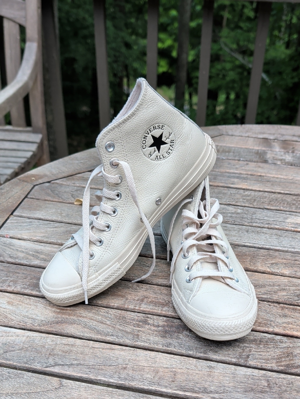 Converse High Top Sneakers - Cream White Leather